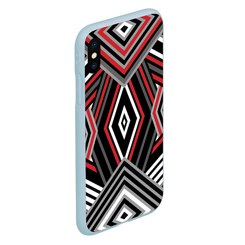 Чехол iPhone XS Max матовый Геометрический узор с серыми черными и красными по / 3D-Голубой – фото 2