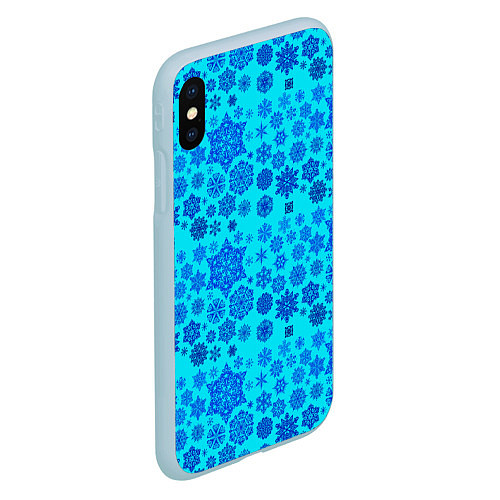 Чехол iPhone XS Max матовый New Year snowflakes / 3D-Голубой – фото 2