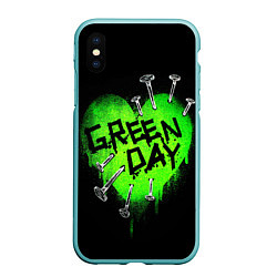 Чехол iPhone XS Max матовый Green day heart nails