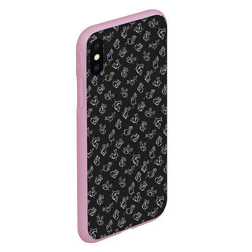 Чехол iPhone XS Max матовый Пошлые кролики / 3D-Розовый – фото 2