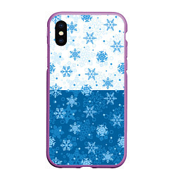 Чехол iPhone XS Max матовый Снежинки день - ночь