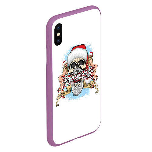 Чехол iPhone XS Max матовый Merry Christmas Санта Хипстер / 3D-Фиолетовый – фото 2