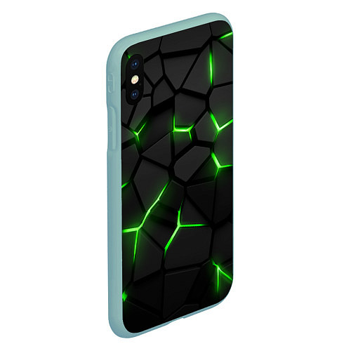 Чехол iPhone XS Max матовый Green neon steel / 3D-Мятный – фото 2