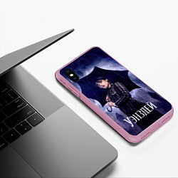 Чехол iPhone XS Max матовый Уэнсдей Аддамс, цвет: 3D-розовый — фото 2