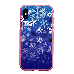 Чехол iPhone XS Max матовый Сказочный снегопад, цвет: 3D-малиновый