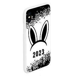Чехол iPhone XS Max матовый 2023 Кролик ушки на светлом, цвет: 3D-белый — фото 2