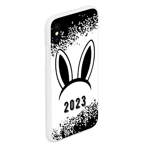 Чехол iPhone XS Max матовый 2023 Кролик ушки на светлом / 3D-Белый – фото 2