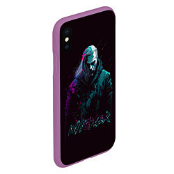 Чехол iPhone XS Max матовый Ведьмак в неоновом стиле, цвет: 3D-фиолетовый — фото 2