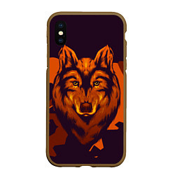 Чехол iPhone XS Max матовый Голова рыжего волка, цвет: 3D-коричневый