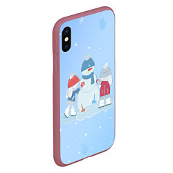 Чехол iPhone XS Max матовый Самый лучший снеговик, цвет: 3D-малиновый — фото 2