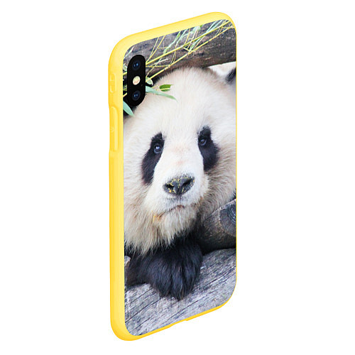 Чехол iPhone XS Max матовый Панда отдыхает / 3D-Желтый – фото 2