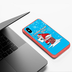 Чехол iPhone XS Max матовый С Новым годом ёпта - дымоход, цвет: 3D-красный — фото 2