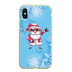 Чехол iPhone XS Max матовый Крутой Дед Мороз - снежинки
