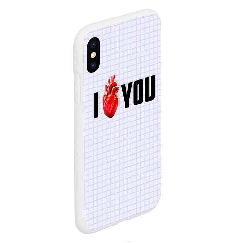 Чехол iPhone XS Max матовый I love you - сердце / 3D-Белый – фото 2