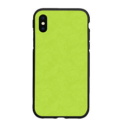 Чехол iPhone XS Max матовый Текстурированный ярко зеленый салатовый, цвет: 3D-черный