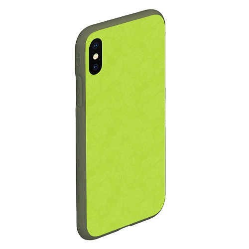 Чехол iPhone XS Max матовый Текстурированный ярко зеленый салатовый / 3D-Темно-зеленый – фото 2