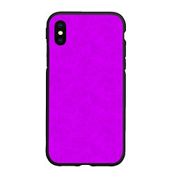 Чехол iPhone XS Max матовый Неоновый розово-сиреневый текстурированный, цвет: 3D-черный