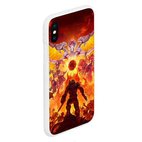 Чехол iPhone XS Max матовый Doom в аду / 3D-Белый – фото 2