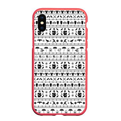 Чехол iPhone XS Max матовый Black pattern Wednesday Addams