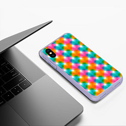 Чехол iPhone XS Max матовый Светящиеся геометрические сердца, цвет: 3D-светло-сиреневый — фото 2