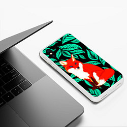 Чехол iPhone XS Max матовый Лиса на фоне листьев, цвет: 3D-белый — фото 2