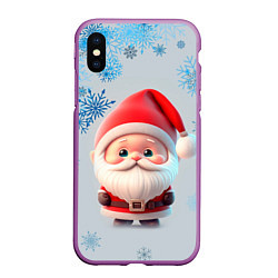 Чехол iPhone XS Max матовый Дед мороз и много снежинок