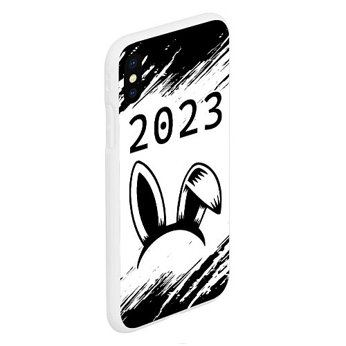 Чехол iPhone XS Max матовый НГ Кролик ободок на светлом / 3D-Белый – фото 2