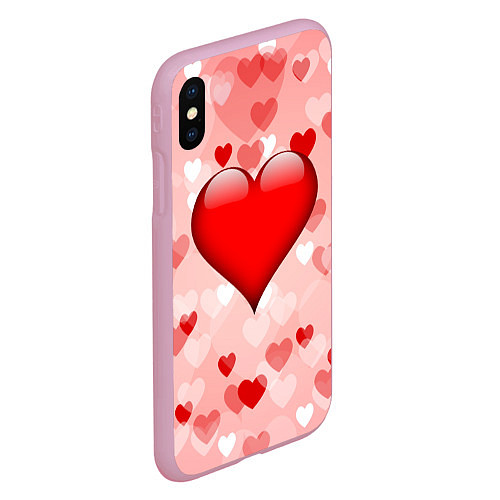 Чехол iPhone XS Max матовый Огромное сердце / 3D-Розовый – фото 2