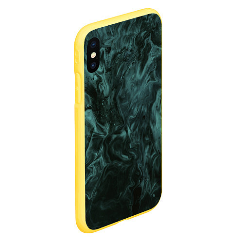 Чехол iPhone XS Max матовый Тёмно-синий водянистый туман / 3D-Желтый – фото 2