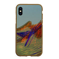 Чехол iPhone XS Max матовый Волнообразные разноцветные музыкальные линии, цвет: 3D-коричневый