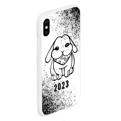 Чехол iPhone XS Max матовый 2023 Кролик с банданой на светлом / 3D-Белый – фото 2