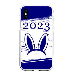 Чехол iPhone XS Max матовый Кролик 2023 ушки на светлом, цвет: 3D-белый