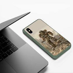 Чехол iPhone XS Max матовый Bone raider power armor skin in fallout, цвет: 3D-темно-зеленый — фото 2