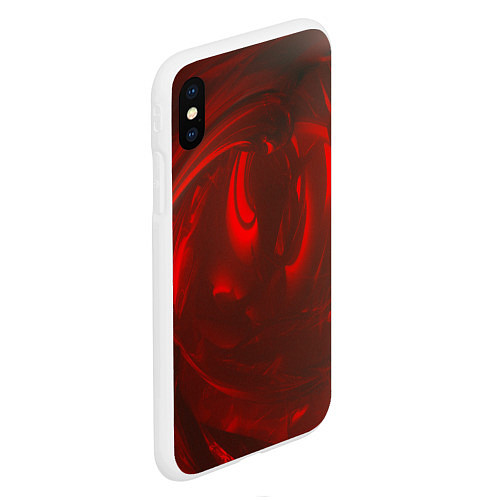 Чехол iPhone XS Max матовый Темно красные волны / 3D-Белый – фото 2