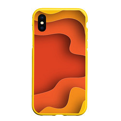 Чехол iPhone XS Max матовый Оранжево-жёлтый разлом, цвет: 3D-желтый