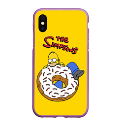 Чехол iPhone XS Max матовый Гомер Симпсон ест пончик