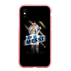 Чехол iPhone XS Max матовый Лео Месси чемпион Мира, цвет: 3D-баблгам