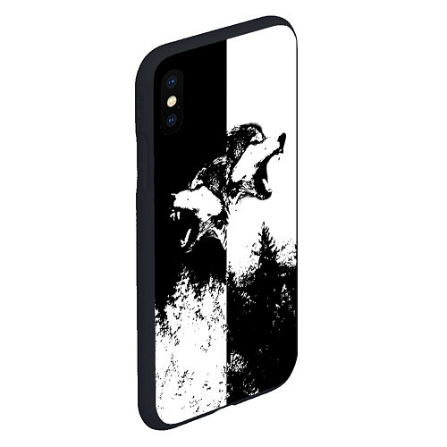 Чехол iPhone XS Max матовый Два волка / 3D-Черный – фото 2