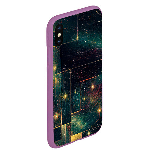Чехол iPhone XS Max матовый Абстракция паркета и звезд / 3D-Фиолетовый – фото 2