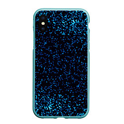 Чехол iPhone XS Max матовый Неоновый синий блеск на черном фоне, цвет: 3D-мятный