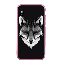 Чехол iPhone XS Max матовый Lowpoly fox, цвет: 3D-розовый