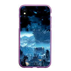 Чехол iPhone XS Max матовый Dark Souls III - Мир, цвет: 3D-фиолетовый