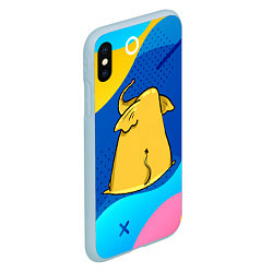 Чехол iPhone XS Max матовый Желтый слон вид сзади, цвет: 3D-голубой — фото 2