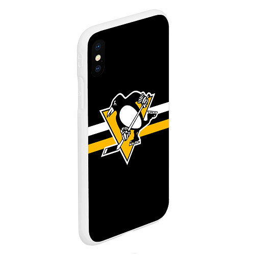 Чехол iPhone XS Max матовый Питтсбург Пингвинз - НХЛ / 3D-Белый – фото 2