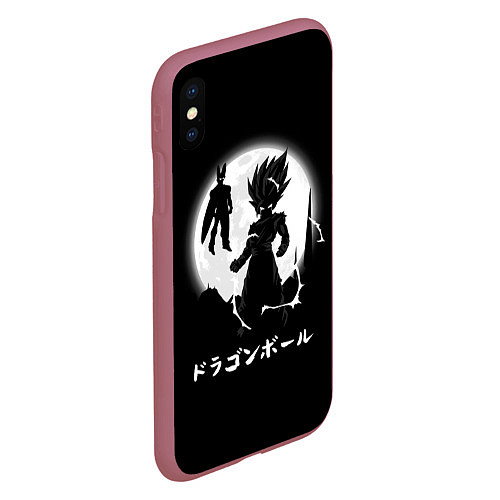 Чехол iPhone XS Max матовый Dragon Ball Гоку при луне / 3D-Малиновый – фото 2