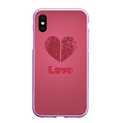 Чехол iPhone XS Max матовый Сердце с любовью гранж, цвет: 3D-сиреневый