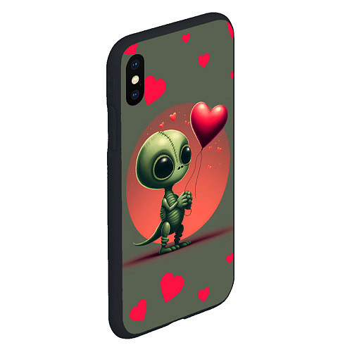 Чехол iPhone XS Max матовый Влюбленный инопланетянин / 3D-Черный – фото 2