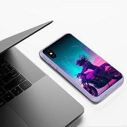 Чехол iPhone XS Max матовый Cyberpunk moto, цвет: 3D-светло-сиреневый — фото 2