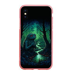 Чехол iPhone XS Max матовый Лягушонок Пепе сидит на болоте