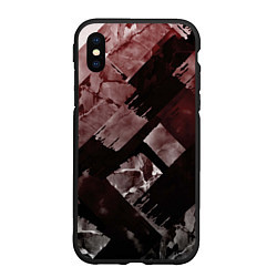 Чехол iPhone XS Max матовый Красные и чёрные полосы, цвет: 3D-черный